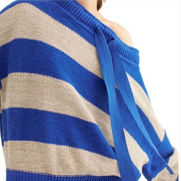 Free People Cassidy Blue Striped Sweater - Picture 3 of 9